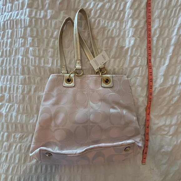 Vintage NWT COACH PENELOPE BLUSH PINK GOLD SIGNATURE CARRYALL HANDBAG - Picture 3 of 9